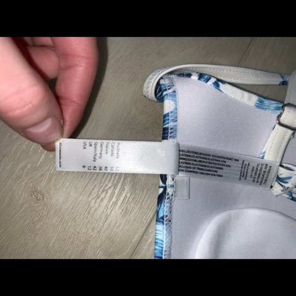 Azura Australia Bra Bikini Top Swimwear White Blue Tropical Floral Size 8 US - Picture 6 of 8